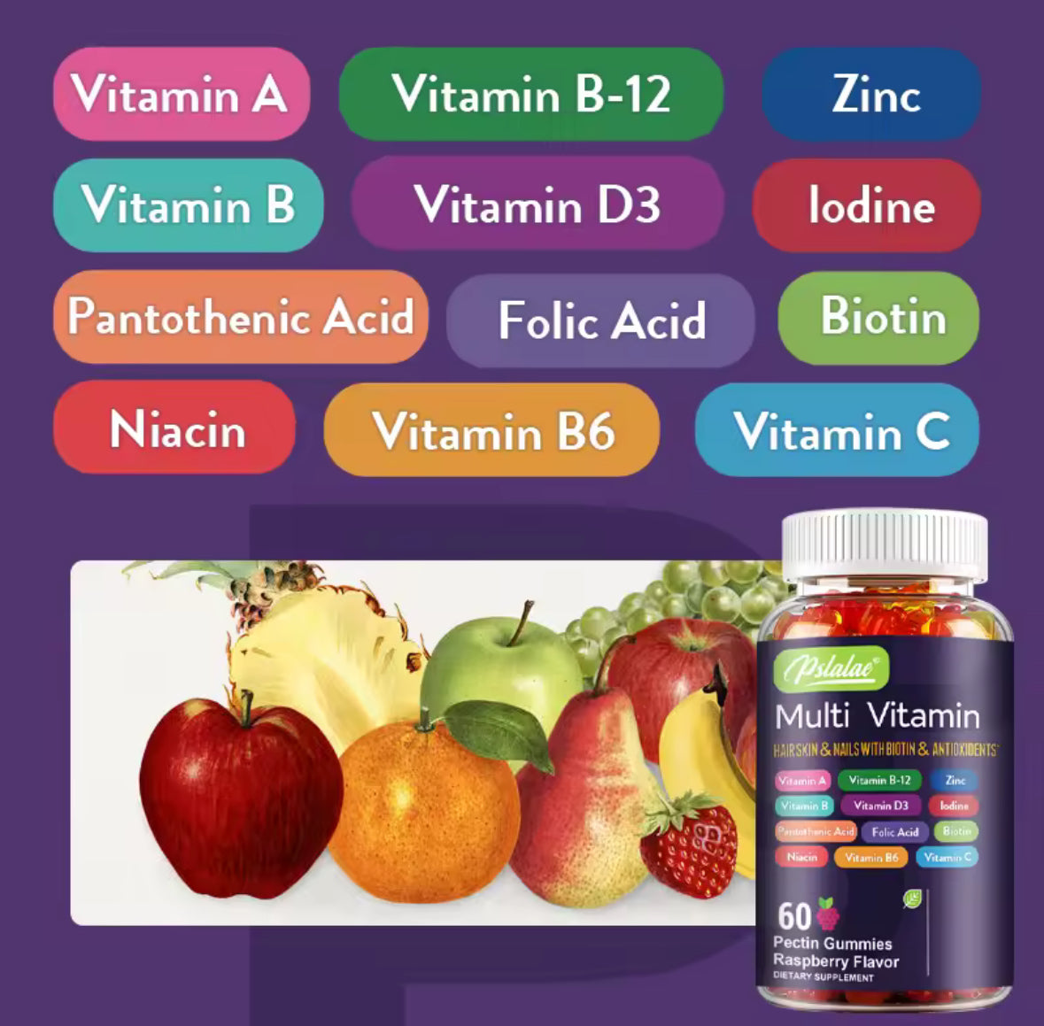 Multi Vitamin Gummies - Hair, Skin & Nails with Biotin & Antioxidants