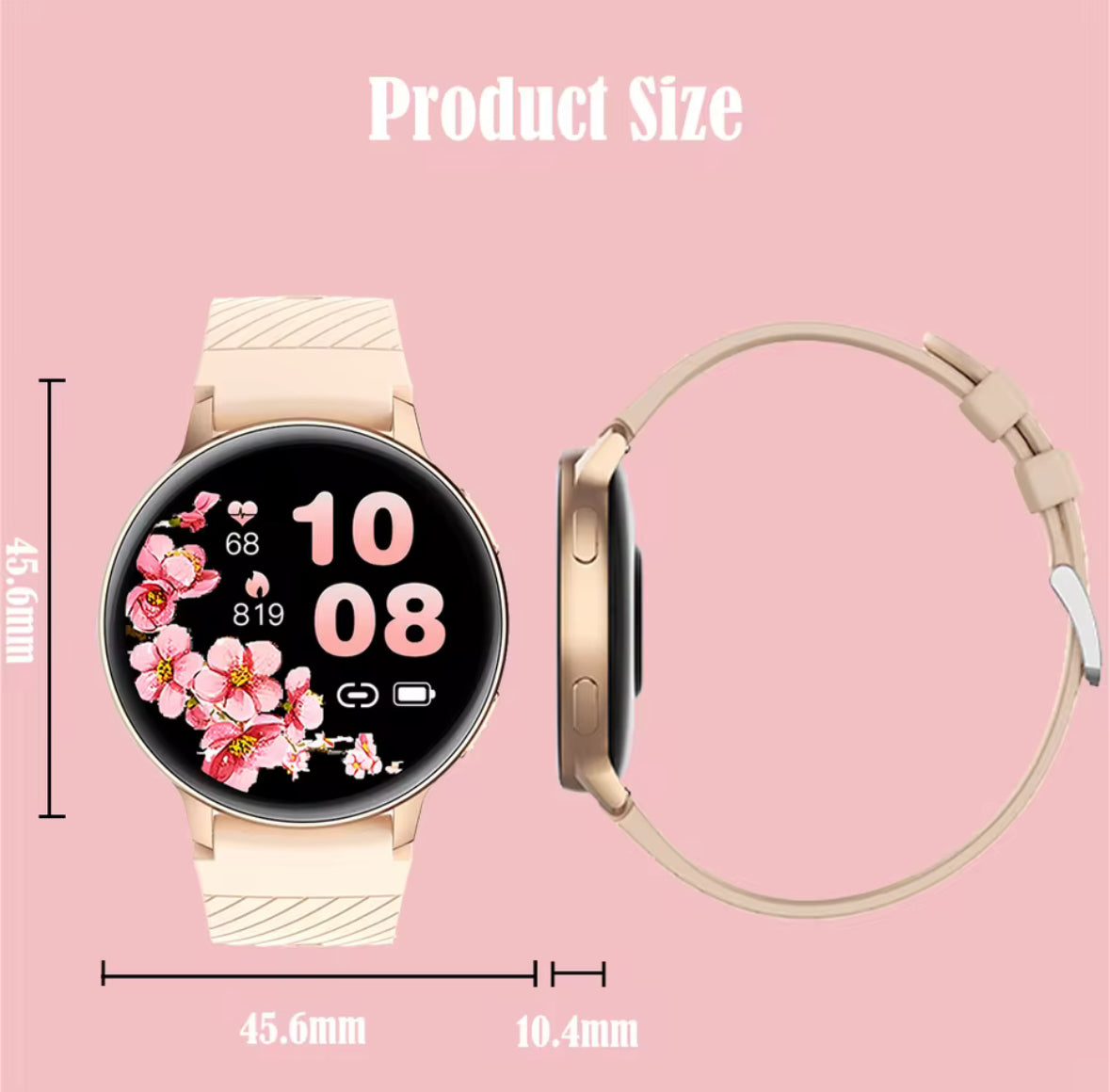 Rose Gold Smart Watch - Waterproof & Health Pro